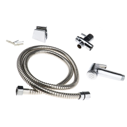 Set bideu cu furtun metalic 1.5m para si suport dus cromat Set bideu cu furtun metalic 1.5m para si suport dus cromat