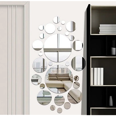Set 30 Oglinzi decorative din Sticla Acrilica pentru design interior model rotund