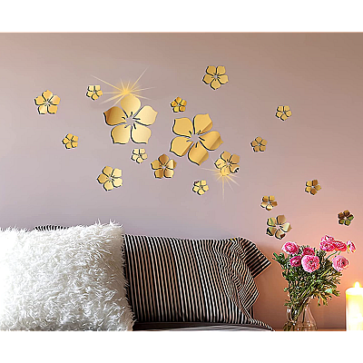 Set 25 stickere stil oglinda decorativa acrilica AURIE in forma de floare