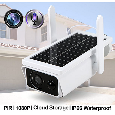 Camera de supraveghere Wifi wireless cu panou solar 2 LED 1080P