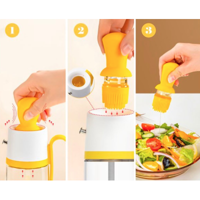 Sticla cu picurator pentru ulei otet si sosuri 550 ml alb-galben Sticla cu picurator pentru ulei otet si sosuri 550 ml alb-galben