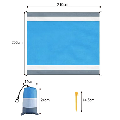 Saltea de plaja patura de camping 210x200cm Albastra