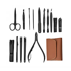 Set 16 piese MANICHIURA profesionala otel negru mat 1