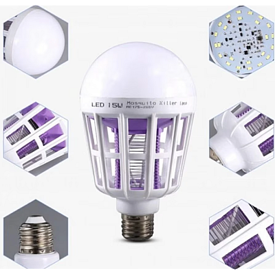 Bec Led 2 in1 Cu Lampa UV Impotriva insectelor15W E27