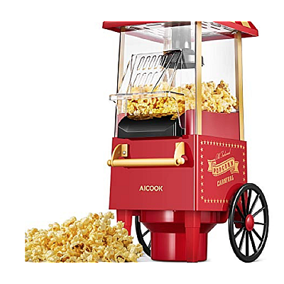 Aparat de popcorn tip Carucior cu 2 roti Old Fashioned