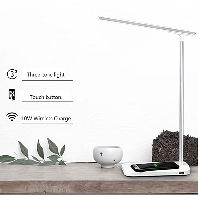 Lampa LED de Birou cu Incarcator Wireless 3 Tipuri de Lumina Touch Control