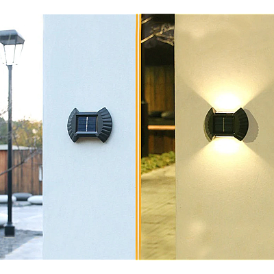 Set 4 lampi solare exterioare pentru perete iluminare sus-jos