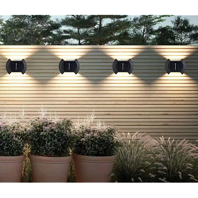 Set 4 lampi solare exterioare pentru perete iluminare sus-jos