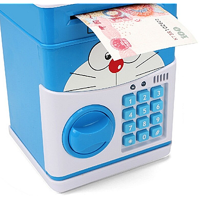 Pusculita pentru Copii Interactiva Alb/Albastru cu Cod Pin si Seif Functie ATM Pusculita pentru Copii Interactiva Alb/Albastru cu Cod Pin si Seif Functie ATM