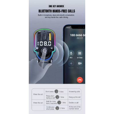Modulator FM Bluetooth 5.0 Incarcare rapida MP3 Player Tip C PD 20W USB QC 3.0 ZTB-A8 Modulator FM Bluetooth 5.0 Incarcare rapida MP3 Player Tip C PD 20W USB QC 3.0 ZTB-A8