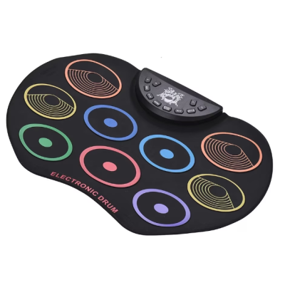 Set Tobe electronice digitale din Silicon cu pedale de picior 9 USB 9 Paduri de tobe colorate Set Tobe electronice digitale din Silicon cu pedale de picior 9 USB 9 Paduri de tobe colorate