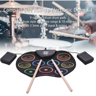 Set Tobe electronice digitale din Silicon cu pedale de picior 9 USB 9 Paduri de tobe colorate Set Tobe electronice digitale din Silicon cu pedale de picior 9 USB 9 Paduri de tobe colorate