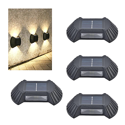 Set 4 lampi solare exterioare pentru perete iluminare sus jos 2 Led 2V