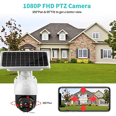 Camera de supraveghere wireless cu panou solar 1080p wifi 360 Infrarosu