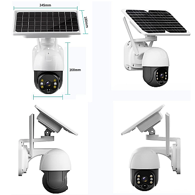 Camera de supraveghere wireless cu panou solar 1080p wifi 360 Infrarosu