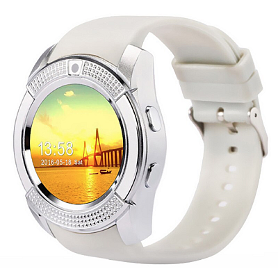 Smartwatch V8 HandsFree Bluetooth 3.0 Micro SIM Android Camera 1.3MP Alb