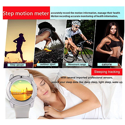 Smartwatch V8 HandsFree Bluetooth 3.0 Micro SIM Android Camera 1.3MP Alb