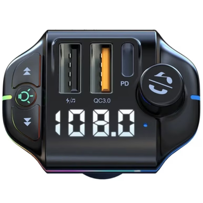 Modulator Fm auto ZTB A10 20W Rgb cu incarcare rapida  Negru Modulator Fm auto ZTB A10 20W Rgb cu incarcare rapida  Negru