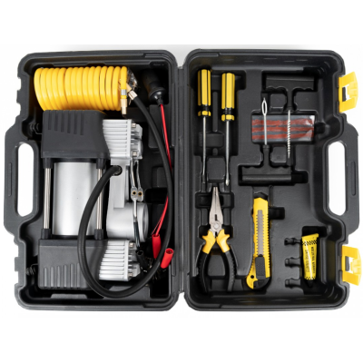 Compresor auto 12V cu trusa completa pentru pene si avarii Compresor auto 12V cu trusa completa pentru pene si avarii