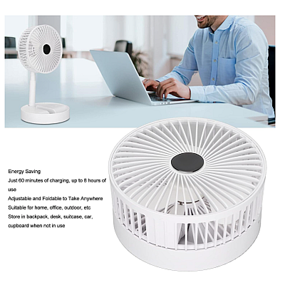 Ventilator portabil de masa cu incarcare prin USB cu 3 Trepte de viteza Negru