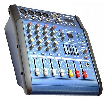 Mixer audio profesional cu amplificare putere 2x250 W 4 canale 16 efecte egalizator 5 benzi