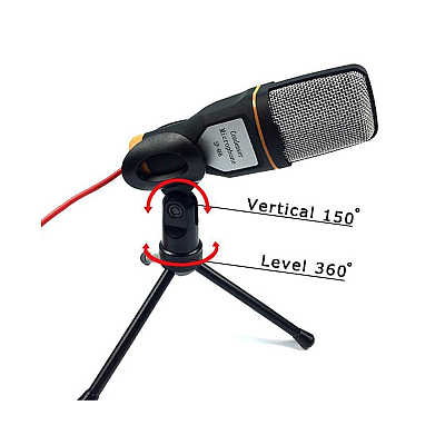 Microfon Profesional SF666 pentru Inregistrare Vocala Si Karaoke Negru