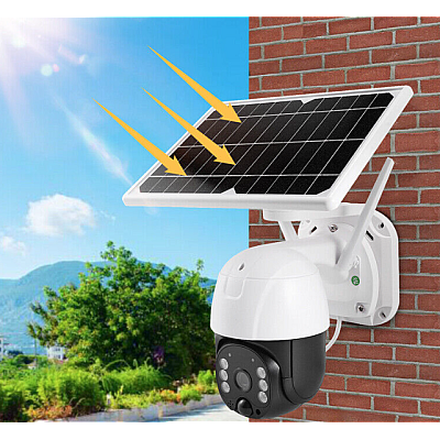 Camera de supraveghere Wifi cu Panou Solar Atasat si Senzor de Miscare alert PTZ