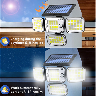Lampa solara cu 4 casete si 2 senzori de miscare cu 192 LED Fara Fir