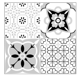 Set 12 placi autocolante din vinil 30 x 30 cm rezistente la apa model FLORAL ALB NEGRU DP0202 Set 12 placi autocolante din vinil 30 x 30 cm rezistente la apa model FLORAL ALB NEGRU DP0202
