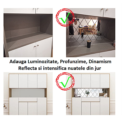 Set 32 Oglinzi Acrilice Autoadezive Luxer Model Romb dimensiune 50 X 100 cm