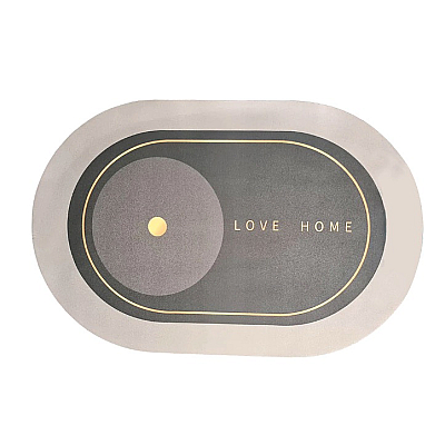 Covor de Baie Antiderapant si Absorbant Model Love Home Oval 87 x 56 cm