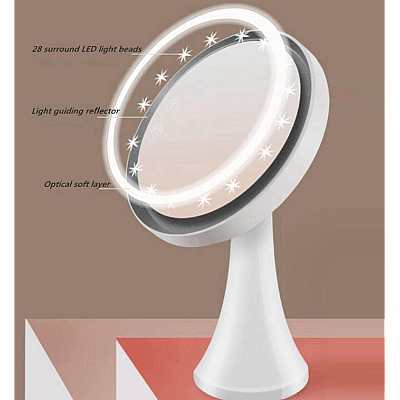 Oglinda Cosmetica si Lampa 2in1 cu 3 Moduri de Iluminare si Senzor Tactil