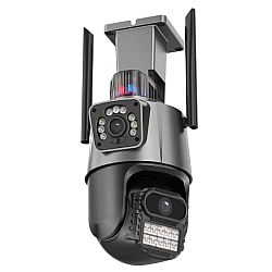 Camera de supraveghere dubla WIFI 8MP exterior/interior Ultra HD 5X zoom comunicare bidirectionala GRI