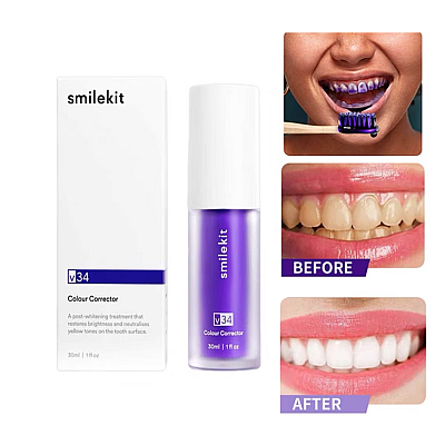 Spuma mov pentru albirea dintilor V34 SmileKit 30ml corector de culoare