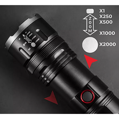 Lanterna de mana LED XA P701 zoom telescopic USB 150W