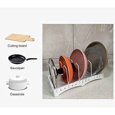 Organizator cu 4 compartimente pentru tigai/capace Organizator cu 4 compartimente pentru tigai/capace