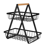 Cos metalic stil organizator fructe legume cu 2 niveluri NEGRU Cos metalic stil organizator fructe legume cu 2 niveluri NEGRU