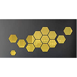 Set 10 Oglinzi Design Hexagon AURII - Oglinzi Decorative Acrilice Cristal - Diamant - Fagure 10 bucati/set