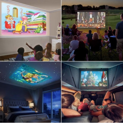 Video Proiector Mini Portabil LED 1080P Full HD Display Galben Alb Video Proiector Mini Portabil LED 1080P Full HD Display Galben Alb