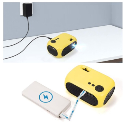 Video Proiector Mini Super HD 1080P 1200 Lumeni Cu Telecomanda Galben Video Proiector Mini Super HD 1080P 1200 Lumeni Cu Telecomanda Galben