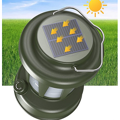 Lampa Solara de Camping LY18 Verde cu Maner