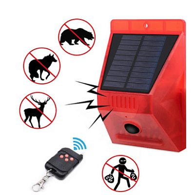 Lampa solara cu alarma pentru protectie cu senzor de miscare telecomanda rosie 
