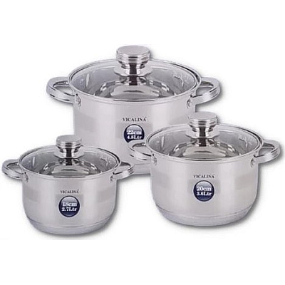 Set 3 Oale inox VL375 grele din Otel inoxidabil cu Capac