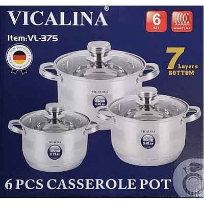 Set 3 Oale inox VL375 grele din Otel inoxidabil cu Capac