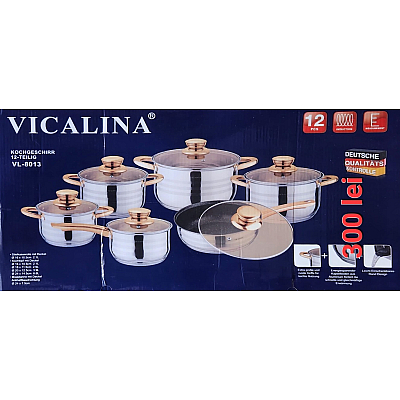 Set 6 Oale inox VL8013 grele din Otel inoxidabil cu Capac