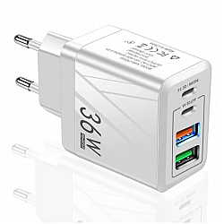 Adaptor Alimentare ALB 2 USB + 2 USB C 36W Incarcator Rapid si Cablu Iphone Adaptor Alimentare ALB 2 USB + 2 USB C 36W Incarcator Rapid si Cablu Iphone