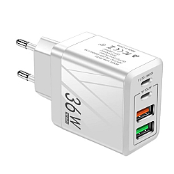 Adaptor Alimentare ALB 2 USB + 2 USB C 36W Incarcator Rapid si Cablu Type C