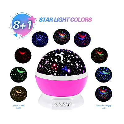 Star Master ROZ GLOB 360 Lampa de Veghe cu Proiector Rotativ Stele 