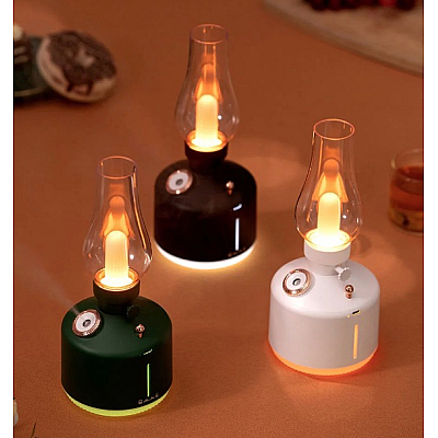 Mini umidificator NEGRU cu lampa fara capac si schimbare de culoare 