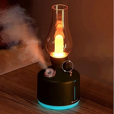 Mini umidificator NEGRU cu lampa fara capac si schimbare de culoare 